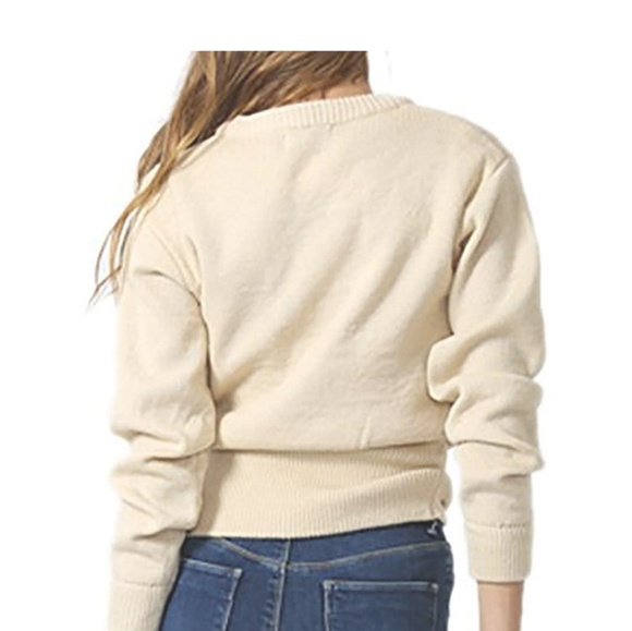ELEANOR Cream Lace Up Knit Pullover Sweater - Picture 4 of 6